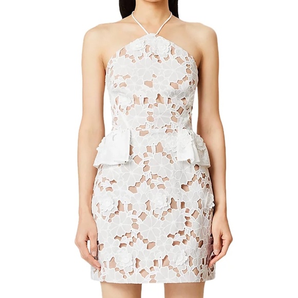 Elliatt Seafarer White Lace Halter Neck Mini Dress XL - Picture 1 of 15